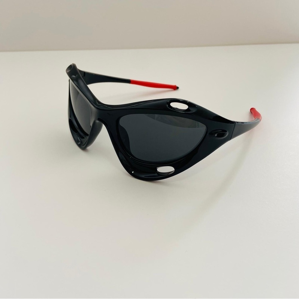 Steampunk chunky futuristic racing Running Fashion Sunglasses Glasses black